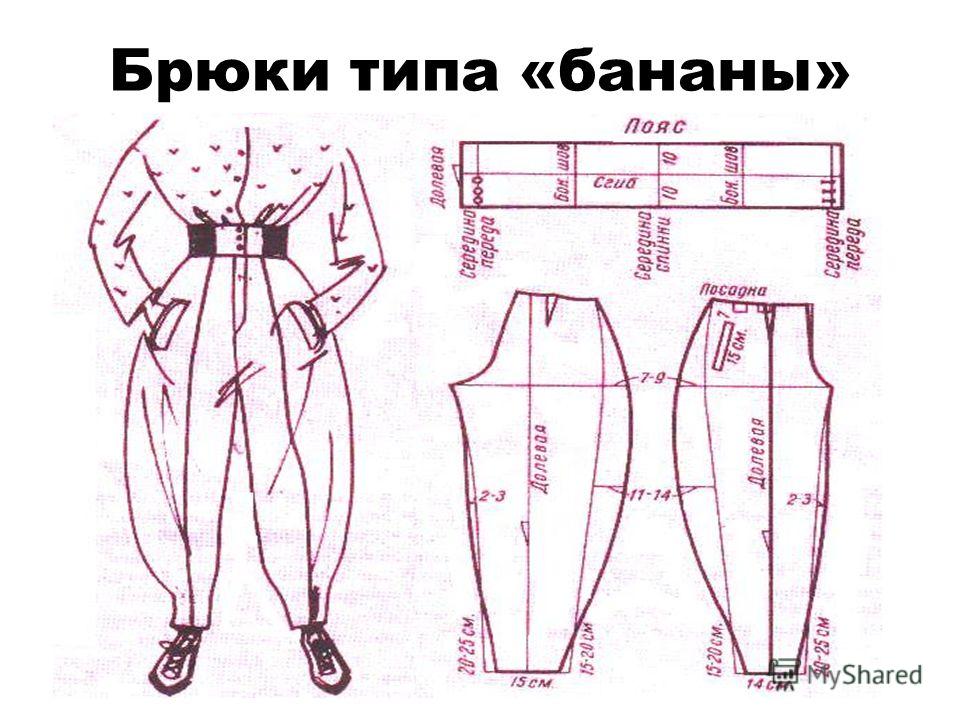 Выкройки штанов-бананами Выкройки штанов-бананами