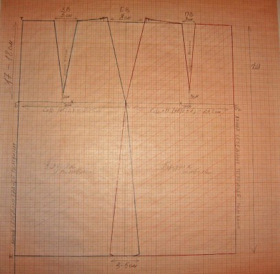 Чертеж юбки на миллиметровой бумаге