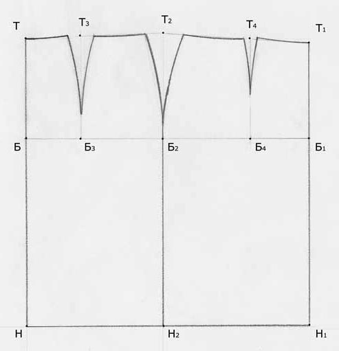Чертеж основы прямой юбки