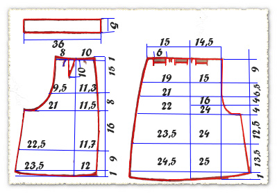 Чертеж юбки шорты