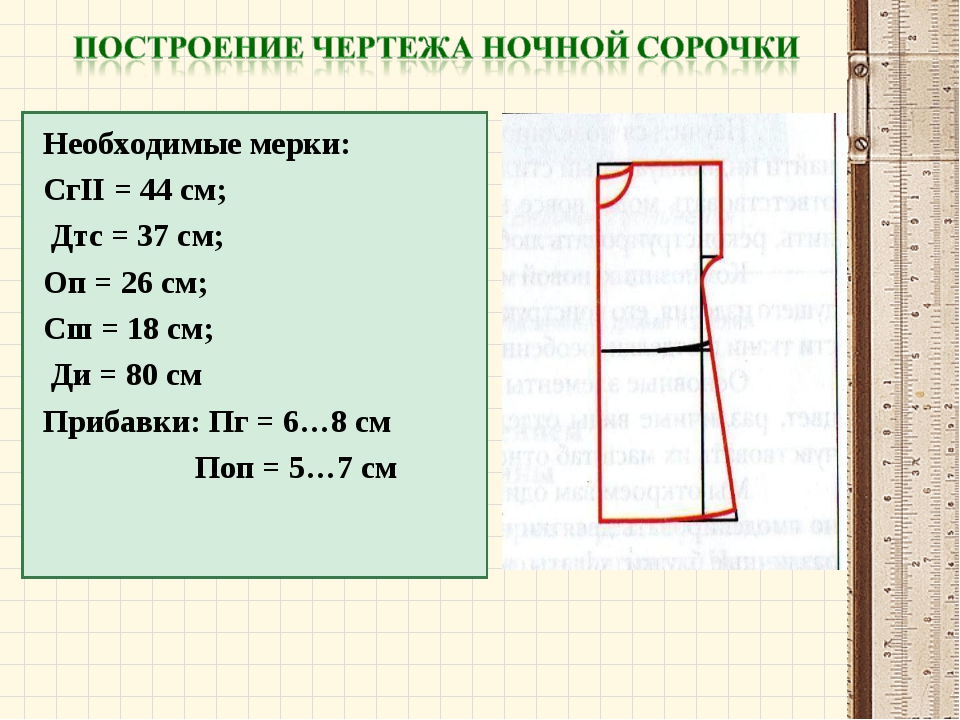 Для построения чертежа основы плечевого изделия снимают мерки